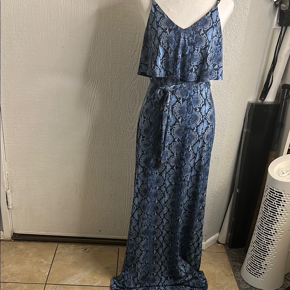 MICHAEL Michael Kors Blue Patterned Maxi Dress